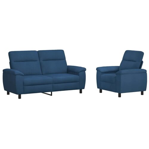  Set sofe 2 pcs Plava Tkanina - Plava Jednostruka + Dvostruka (140 cm) Slike