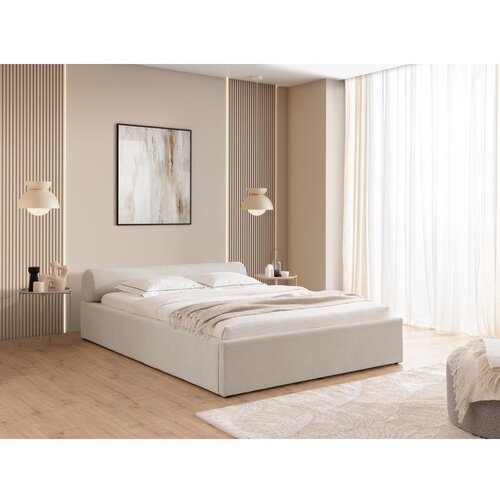 Ropez Bež tapecirani bračni krevet s prostorom za odlaganje s podnicom 140x200 cm Cille &amp;ndash; Slike