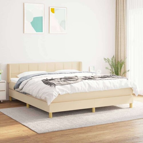  Box spring postelja z vzmetnico krem 180x200 cm blago Slike