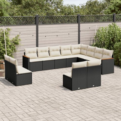  12-dijelni set vrtnih sofa od poliratana s jastucima crni Slike