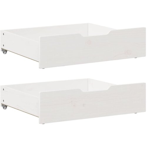 VidaXL Ladice ispod kreveta 2 kom bijele 65x55x16 cm od borovine Slike