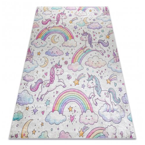 RugsX BAMBINO 61400 pralna preproga Samorog, mavrica za otroke protizdrsna - krema / roza 160x220 cm, (5000359076) Cene