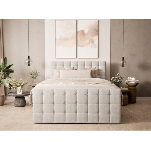 Maison de R&amp;ecirc;ve Kremno bela boxspring postelja s prostorom za shranjevanje 180x200 cm Tasca &amp;ndash; Slike