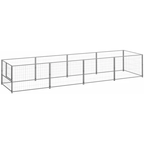 vidaXL kavez za pse srebrni 4 m² čelični
