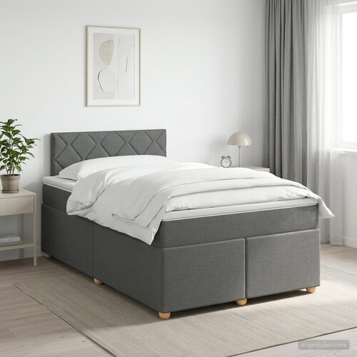  Boxspring krevet s madracem Tamnosiva 120 x 200 cm Tkanina Cene
