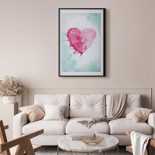  Plakat - Watercolor Heart 29.7x42 Crni okvir s margom Slike