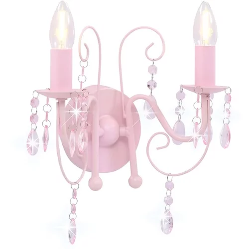  Stenska svetilka s kroglicami roza 2 x E14 žarnice