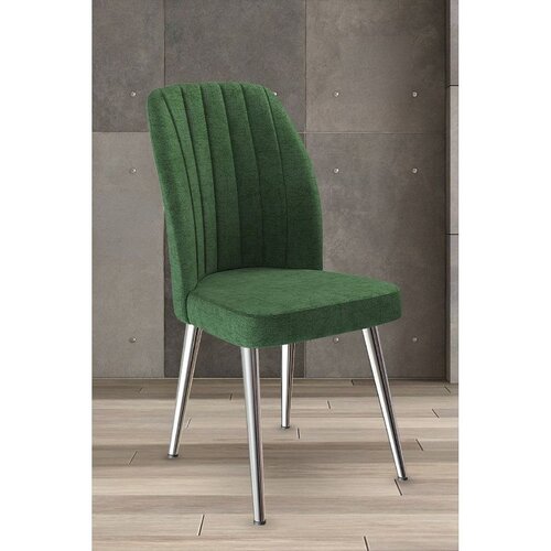 Hanah home set trpezarijskih stolica Platinum 6 kom, kaki zelena tkanina Jerry, hromirane metalne noge Cene