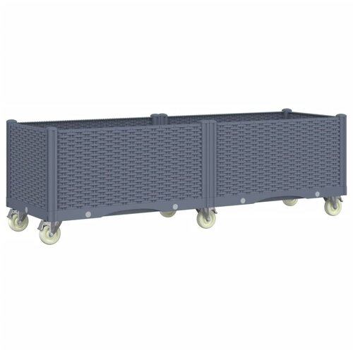 Maison Chic Cvetlično korito - Cvetlični Lonec s kolesi sivo 160x50x54 cm PP, (21789127) Cene