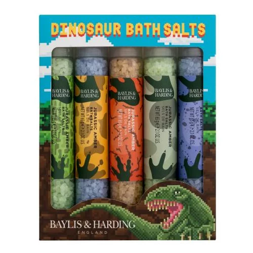 Baylis & Harding Dinosaur Bath Salts Set kopalna sol Jurassic Amber 5 x 65 g za otroke