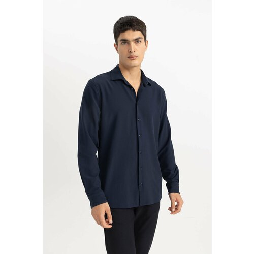Defacto Modern Fit Polo Collar Crinkle Long Sleeve Shirt Cene