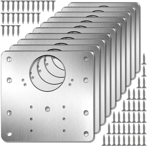 INF Plošča za popravilo pohištvenih tečajev 9x9 cm iz nerjavečega jekla 10 kosov Silver D971, (21280687) Cene