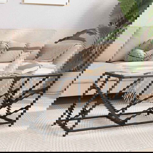 Furnova Klubska mizica s stekleno povr&amp;scaron;ino 78,5x40x41 cm jeklo, (21914887) Slike
