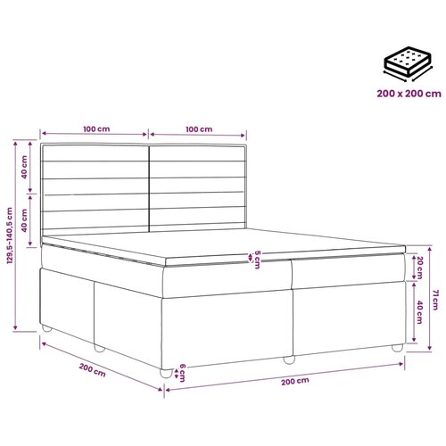  Boxspring krevet s madracem Krem 200 x 200 cm Tkanina - Krem 200 x 200 cm Dizajn linija Slike