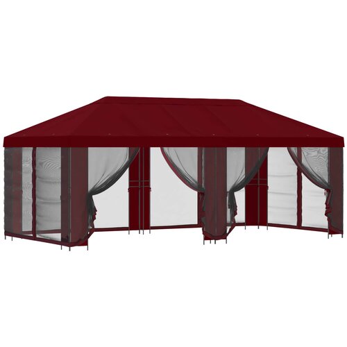 vidaXL Paviljon s stenami 6 x 3 m Burgundija Poliester in jeklo 190, (5000218889) Cene