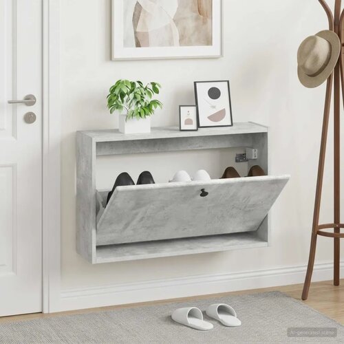  Ormar za cipele na zidu BREDA 71 x 17 x 43 cm Konstruirano drvo - Betonska siva Cene
