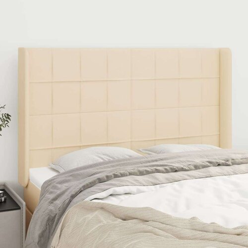  Vzglavje z u&amp;scaron;esi krem 147x16x118/128 cm blago, (20952219) Slike