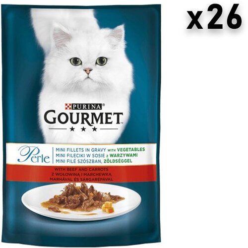 Gourmet Gold gourmet perle vlažna hrana za mačke, govedina i šargarepa, 26x85g Cene