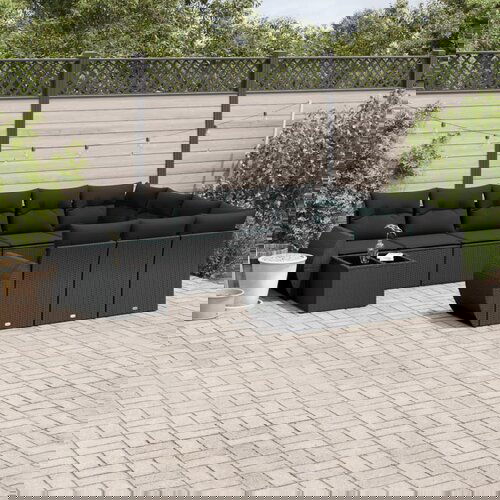 VidaXL 11-dijelni set vrtnih sofa od poliratana s jastucima crni Slike