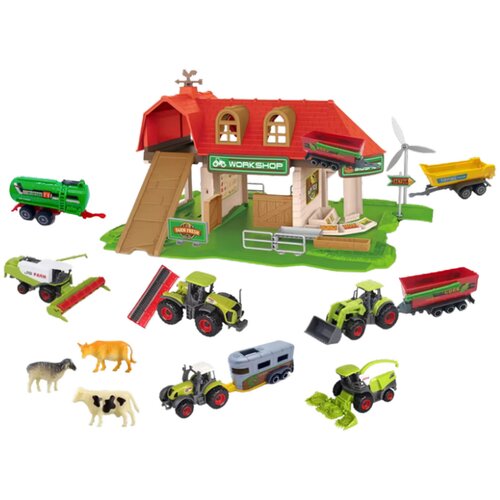 Lean Toys Komplet figuric in živali za kmetijo s traktorji 42 kosov Slike