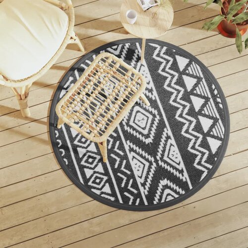 vidaXL Zunanja preproga črna Ø120 cm PP Cene