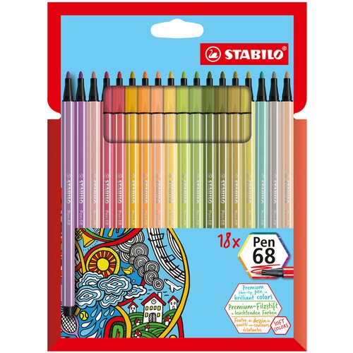 Stabilo fiber pen pen 68, kartonska &amp;scaron;katla 18, nove barve, (21655718) Slike