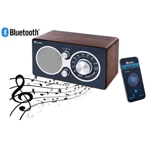  ELTRA Czajka Bluetooth Gray Radio &amp;ndash; FM Radio, Bluetooth, Retro Drveno Kući&amp;scaron;te, 3 W Slike