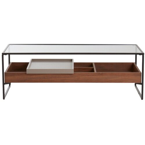 Jotex Stolić za kavu sa staklenom pločom stola u tamnoj prirodnoj boji 60x120 cm Sveg &amp;ndash; Slike