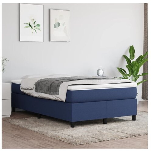  Box spring postelja z vzmetnico moder 120x200 cm blago Cene