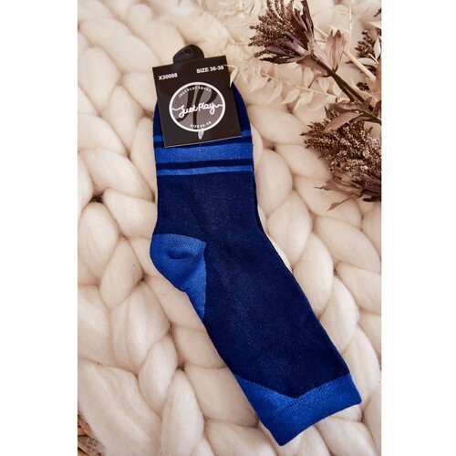 Kesi Women's Two-Color Socks With Stripes Navy blue and blue Slike