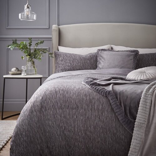 Catherine Lansfield Siva posteljnina za zakonsko posteljo 200x200 cm Allure Sparkle – Cene