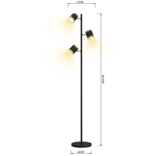 Wofi 3003-304S -LED prigu&amp;scaron;iva stojeća lampa TOULOUSE 3xLED/7W/230V crna/zlatna Slike