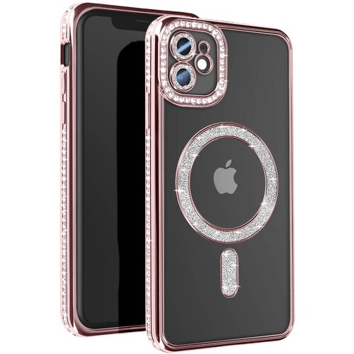 AVIZAR Diamantno ohišje za iPhone 11 Zaščita MagSafe Contour Strass, Šampanjec roza, (5000012658) Cene