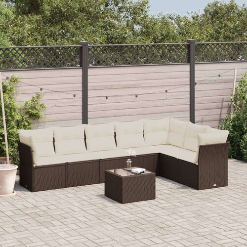 vidaXL 8-dijelni set vrtnih sofa s jastucima smeđi od poliratana Cijene