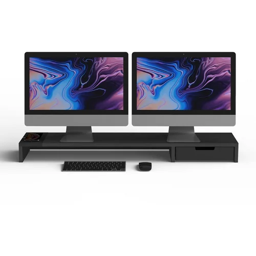 Dupli stalak za monitor sa USB Hubom i brzim bezžičnim punjenjem, Pout Eyes9, Crna