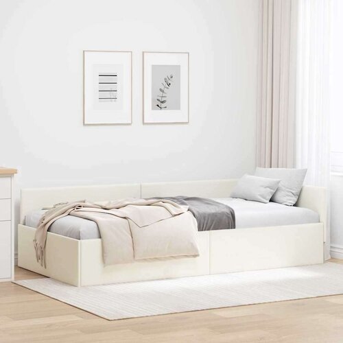 vidaXL Kutni okvir kreveta Krema 80 x 200 cm Velvet i inženjerski drvo Cene
