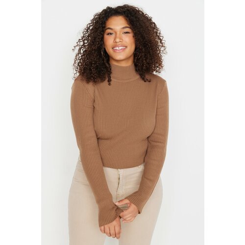 Trendyol Curve Plus Size Sweater - Brown - Regular fit Slike