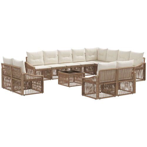 vidaXL Vrtna sedežna garnitura 13 pcs Bež poli ratan, (5000271297) Cene