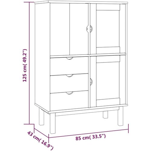 VidaXL Visoka komoda 85 x 43 x 125 cm od masivne borovine Slike