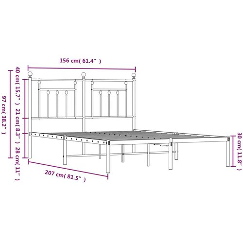 VidaXL Metalni okvir za krevet s uzglavljem bijeli 150x200 cm Slike