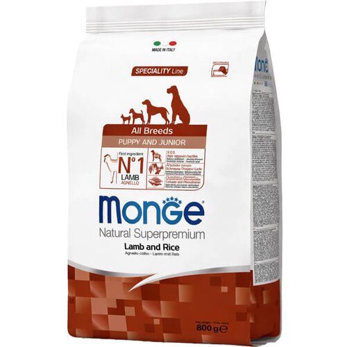 Monge hrana za štence i juniore svih rasa sa jagnjetinom i pirinčem (800g, 2,5kg i 12kg) 800g Cene