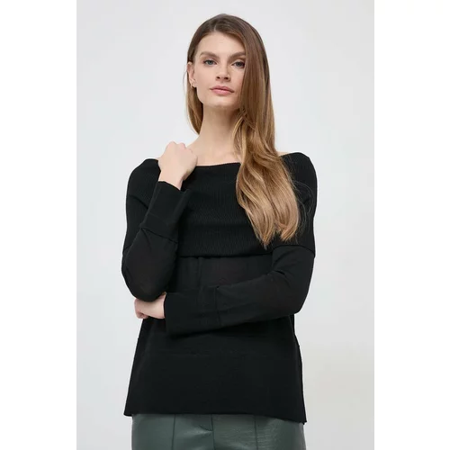 Max Mara Leisure Volnen pulover ženski, črna barva