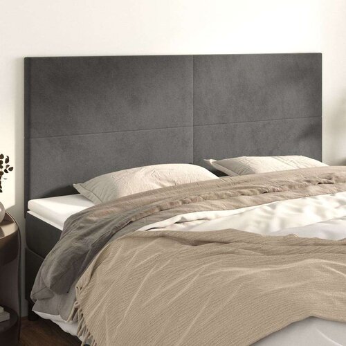  Posteljno vzglavje 4 kosa temno siv 90x5x78/88 cm žamet, (20792601) Slike