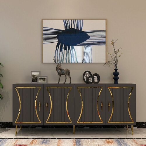 Hanah home Konzolni sto Tean, 150x75x35 cm, Antracit-zlatna boja Slike