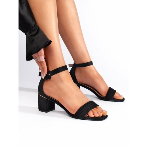 Shelvt Suede black heeled sandals Cene