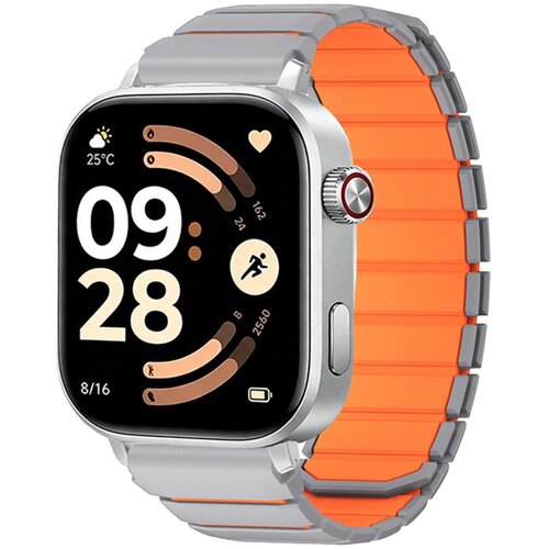 INF Magnetni silikonski pa&amp;scaron;ček za Redmi Watch 4/5/6, 22mm Grey Orange, (5000505966) Slike