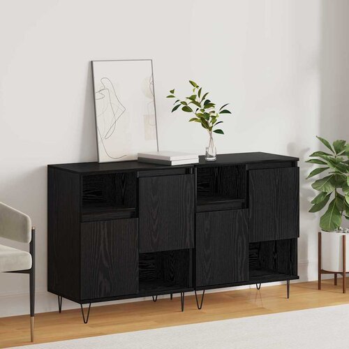 VidaXL Komode 2 pcs Crni hrast 120 x 35 x 70 cm Konstruirano drvo Slike