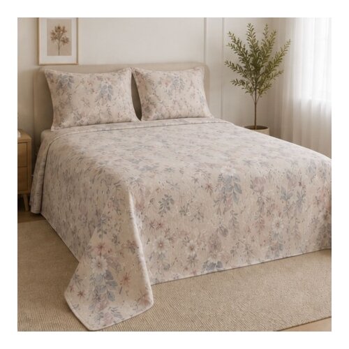 Dekordom prekrivač set bloom 200x220 / 2pcs 50x70+5 - beige/lilac ( 025819 ) Slike