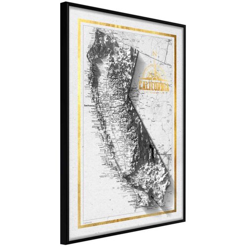  Poster - Raised Relief Map: California 30x45 Slike