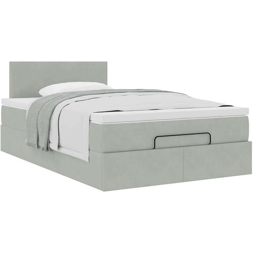 VidaXL okvir za krevet s madraca svjetlosivi 120x190 cm bar&amp;scaron;unasti Slike
